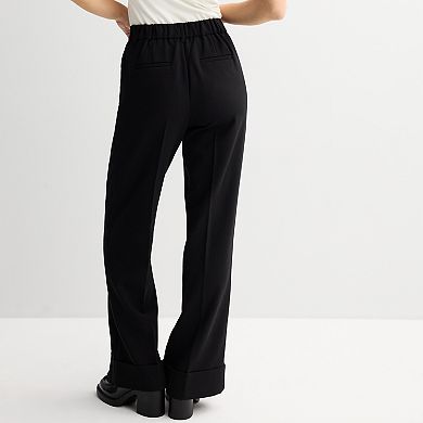 Juniors' SO High Rise Cuffed Wide Leg Trousers