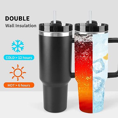 40oz Large Stainless Steel Thermal Travel Mug With Handle