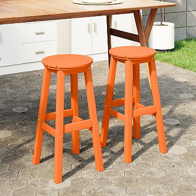 Westintrends 29" Hdpe Outdoor/patio Round Bar Stool (set Of 2)
