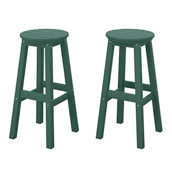 Westintrends 29" Hdpe Outdoor/patio Round Bar Stool (set Of 2)