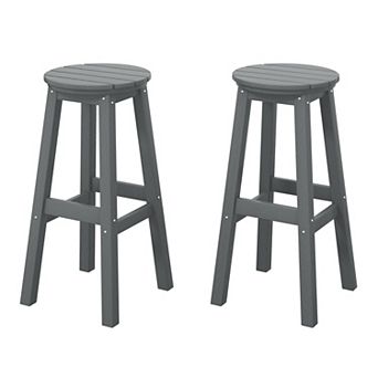 Westintrends 29" Hdpe Outdoor/patio Round Bar Stool (set Of 2)