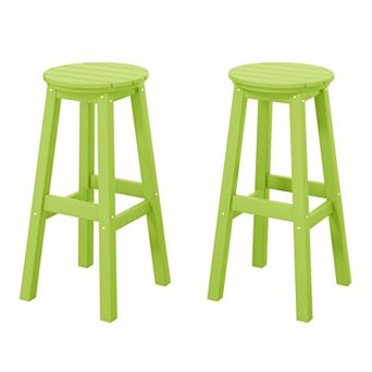 Westintrends 29" Hdpe Outdoor/patio Round Bar Stool (set Of 2)
