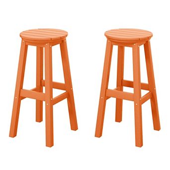 Westintrends 29" Hdpe Outdoor/patio Round Bar Stool (set Of 2)
