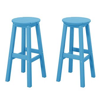 Westintrends 29" Hdpe Outdoor/patio Round Bar Stool (set Of 2)