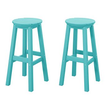 Westintrends 29" Hdpe Outdoor/patio Round Bar Stool (set Of 2)