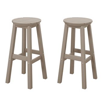 Westintrends 29" Hdpe Outdoor/patio Round Bar Stool (set Of 2)
