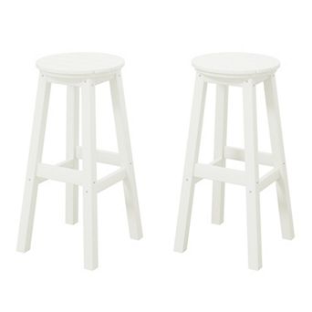 Westintrends 29" Hdpe Outdoor/patio Round Bar Stool (set Of 2)