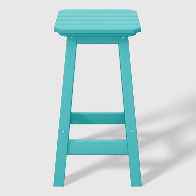 Westintrends 24" Hdpe Outdoor/patio Square Backless Counter Stool (set Of 2)