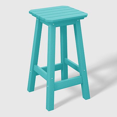 Westintrends 24" Hdpe Outdoor/patio Square Backless Counter Stool (set Of 2)