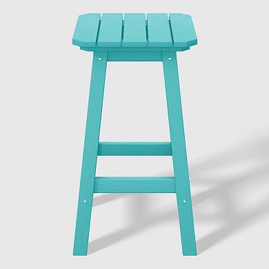 Westintrends 24" Hdpe Outdoor/patio Square Backless Counter Stool (set Of 2)