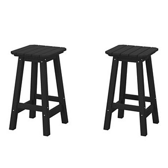 Westintrends 24" Hdpe Outdoor/patio Square Backless Counter Stool (set Of 2)