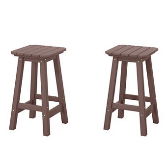 Westintrends 24" Hdpe Outdoor/patio Square Backless Counter Stool (set Of 2)