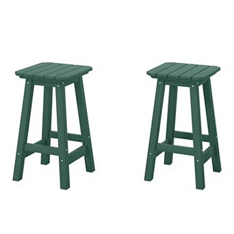 Westintrends 24" Hdpe Outdoor/patio Square Backless Counter Stool (set Of 2)