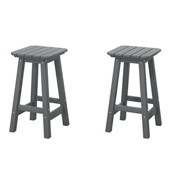 Westintrends 24" Hdpe Outdoor/patio Square Backless Counter Stool (set Of 2)