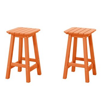 Westintrends 24" Hdpe Outdoor/patio Square Backless Counter Stool (set Of 2)