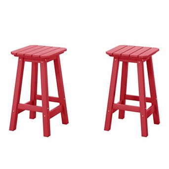 Westintrends 24" Hdpe Outdoor/patio Square Backless Counter Stool (set Of 2)