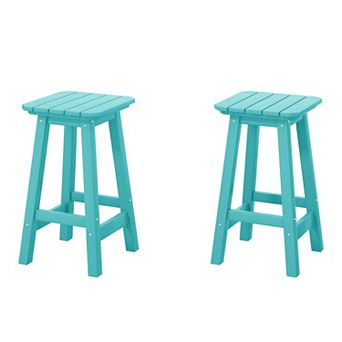 Westintrends 24" Hdpe Outdoor/patio Square Backless Counter Stool (set Of 2)