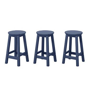 Westintrends 24" Hdpe Outdoor/patio Round Counter Stool (set Of 3)