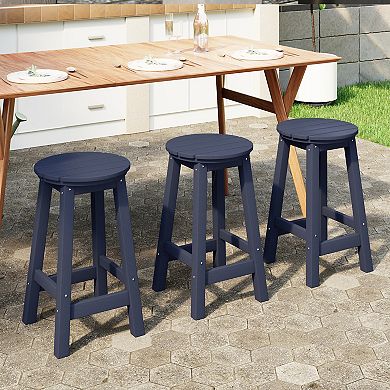 Westintrends 24" Hdpe Outdoor/patio Round Counter Stool (set Of 3)