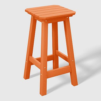 Westintrends 24" Hdpe Outdoor/patio Square Backless Counter Stool (set Of 3)