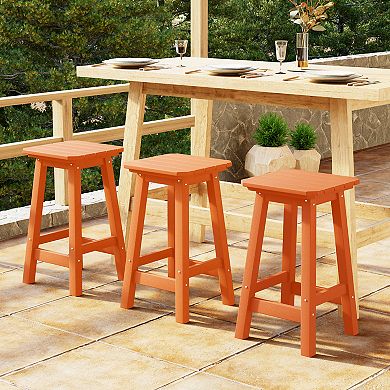 Westintrends 24" Hdpe Outdoor/patio Square Backless Counter Stool (set Of 3)