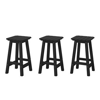 Westintrends 24" Hdpe Outdoor/patio Square Backless Counter Stool (set Of 3)