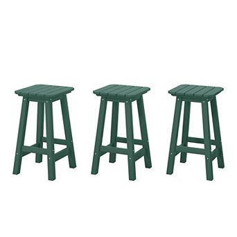 Westintrends 24" Hdpe Outdoor/patio Square Backless Counter Stool (set Of 3)