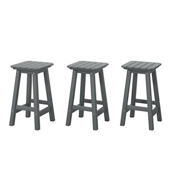 Westintrends 24" Hdpe Outdoor/patio Square Backless Counter Stool (set Of 3)