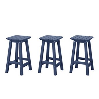 Westintrends 24" Hdpe Outdoor/patio Square Backless Counter Stool (set Of 3)