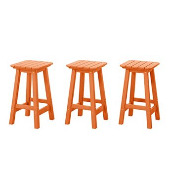 Westintrends 24" Hdpe Outdoor/patio Square Backless Counter Stool (set Of 3)