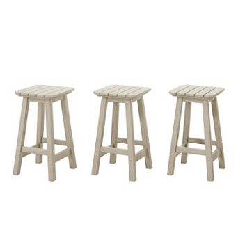 Westintrends 24" Hdpe Outdoor/patio Square Backless Counter Stool (set Of 3)