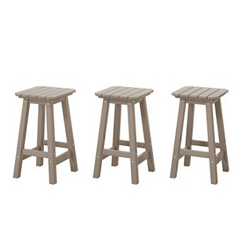Westintrends 24" Hdpe Outdoor/patio Square Backless Counter Stool (set Of 3)
