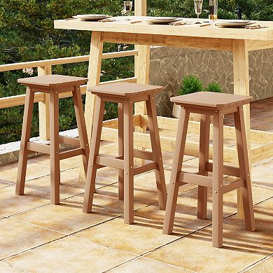 Westintrends 29" Hdpe Outdoor/patio Square Backless Bar Stool (set Of 3)
