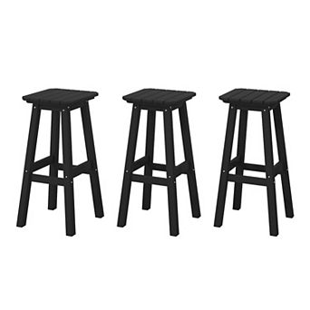 Westintrends 29" Hdpe Outdoor/patio Square Backless Bar Stool (set Of 3)
