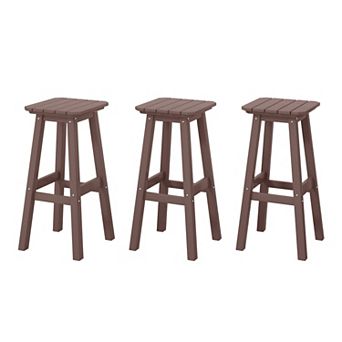 Westintrends 29" Hdpe Outdoor/patio Square Backless Bar Stool (set Of 3)