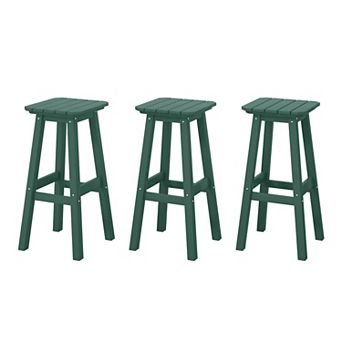 Westintrends 29" Hdpe Outdoor/patio Square Backless Bar Stool (set Of 3)