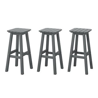 Westintrends 29" Hdpe Outdoor/patio Square Backless Bar Stool (set Of 3)