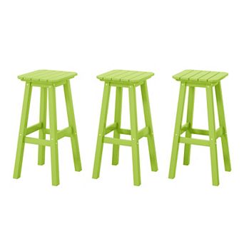 Westintrends 29" Hdpe Outdoor/patio Square Backless Bar Stool (set Of 3)