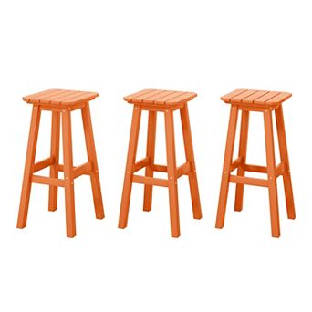 Westintrends 29" Hdpe Outdoor/patio Square Backless Bar Stool (set Of 3)