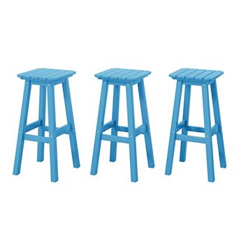 Westintrends 29" Hdpe Outdoor/patio Square Backless Bar Stool (set Of 3)