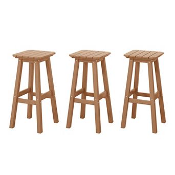 Westintrends 29" Hdpe Outdoor/patio Square Backless Bar Stool (set Of 3)