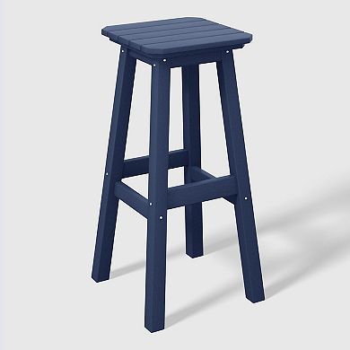 Westintrends 29" Hdpe Outdoor/patio Square Backless Bar Stool (set Of 2)