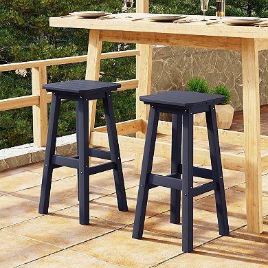 Westintrends 29" Hdpe Outdoor/patio Square Backless Bar Stool (set Of 2)