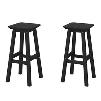 Westintrends 29" Hdpe Outdoor/patio Square Backless Bar Stool (set Of 2)