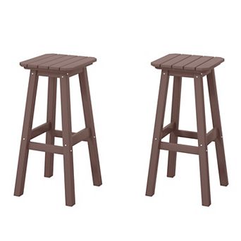 Westintrends 29" Hdpe Outdoor/patio Square Backless Bar Stool (set Of 2)