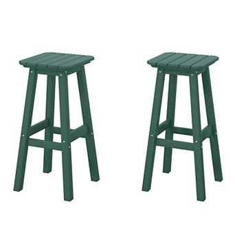 Westintrends 29" Hdpe Outdoor/patio Square Backless Bar Stool (set Of 2)