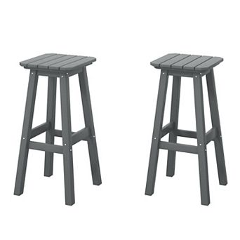 Westintrends 29" Hdpe Outdoor/patio Square Backless Bar Stool (set Of 2)
