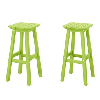 Westintrends 29" Hdpe Outdoor/patio Square Backless Bar Stool (set Of 2)