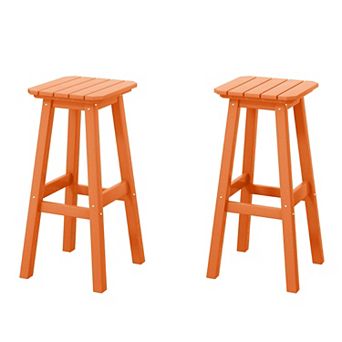 Westintrends 29" Hdpe Outdoor/patio Square Backless Bar Stool (set Of 2)