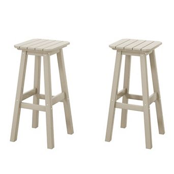 Westintrends 29" Hdpe Outdoor/patio Square Backless Bar Stool (set Of 2)